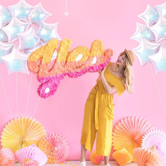 TONIFUL 15Pcs 18 Inch Large Iridescent Star Shape Foil Balloons Big Stars Helium Mylar Ballons for Birthday Wedding Bridal Shower Anniversary Engagement Party Decorations Supplies