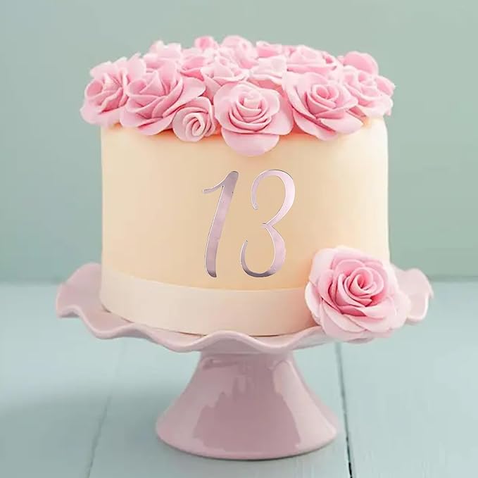 Rose Gold Acrylic Wedding Number Cake Decoration 0-9 - Cake Topper for Birthday Party Wedding Anniversaries, Party Cakes and Personalized Celebrations Setup,Style 3