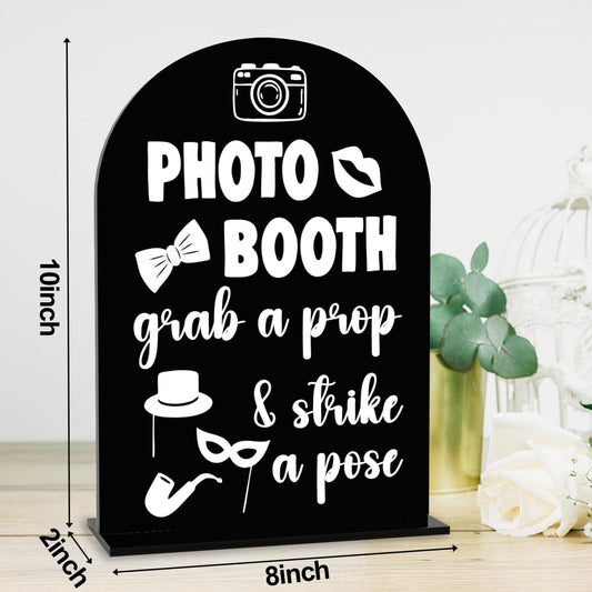 Photo Booth Sign Wedding Engagement Bridal Shower Background Table for Indoor Outdoor Ceremony Party Theme Event Photography Props Desk Acrylic Decor