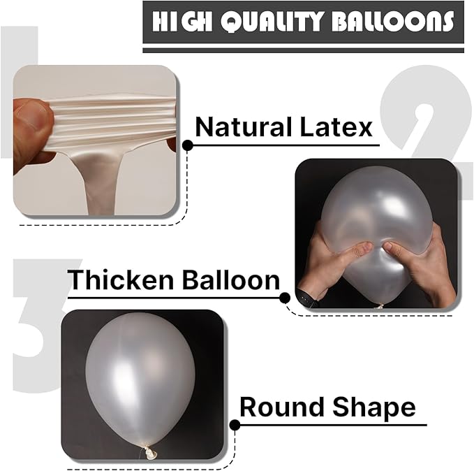 PartyWoo Pearl White Balloons 85pcs Different Sizes Pack of 18 12 10 5 Inch Metallic White Latex Balloon Arch Kit Garland for Wedding Graduation Baby Shower Birthday Party Decorations White-Z30