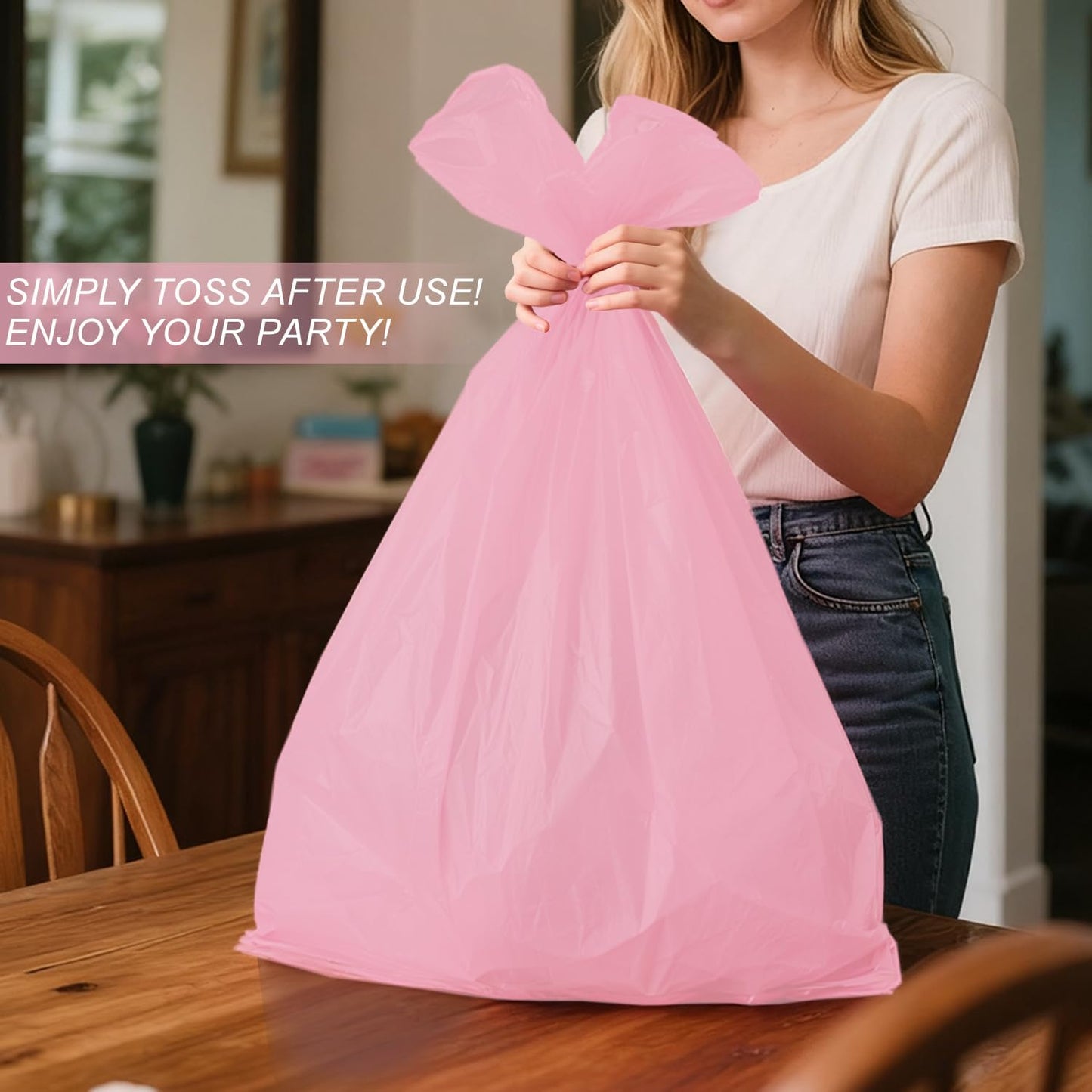 Childom 3 Pack Plastic Tablecloths for Rectangle Tables 54" x 108" Pink Disposable Table Cloths for 6 to 8 Foot Tables Indoor or Outdoor Parties Birthday Wedding Christmas Anniversary Buffet Table