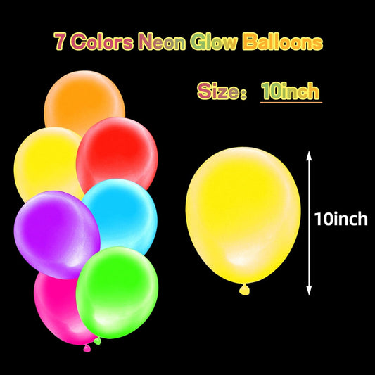 105pcs UV Neon Balloons 12inch Glow Party UV Black Light Balloons, Glow in the Dark for Birthday, Graduation, Baby Shower,Wedding, Anniversary Valentines Party Decorations