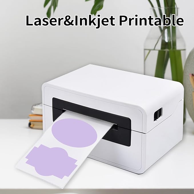 Yeachlaing Purple Labels - 250 PCS 3" x 2" Fancy Shape Stickers for Storage Box or Food Jars