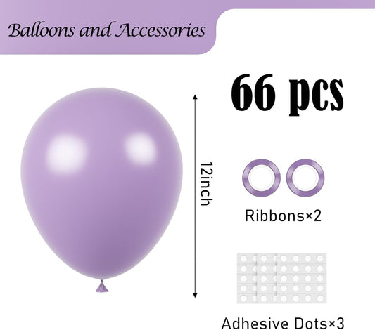 Lilac Purple Balloons, 66pack 12inch Faded Purple Latex Party Balloons for Wedding, Birthday, Graduation, Bridal Shower, Baby Shower, Gender Reveal, Anniversary Party Decorations