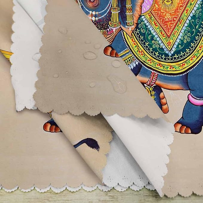 Yibeas Elephant with Jockey Cloth Napkins Dinner Table Napkins Traditional Indian Rajasthani Wall Painting Washable Reusable Napkins Set of 4 Home Holiday Party Wedding 18 x 18 inch