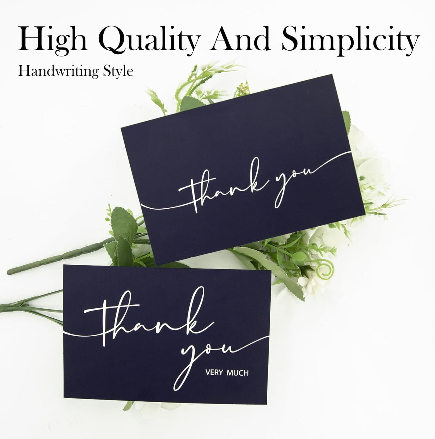 NESCCI 100 PCS Thank You Cards With Envelopes and Stickers,Classy 4x6 Blank Thank You Cards,Thank YouNotes for Wedding, Small Business, Baby & Bridal Shower (Navy Blue)