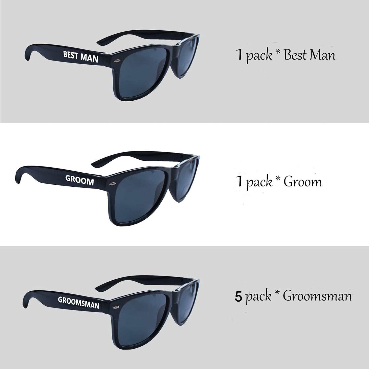 LotsBuyLots Groomsmen Sunglasses 7 Pack, Bachelor Party Supplies Sunglasses for Groom,Best Man,Groomsman