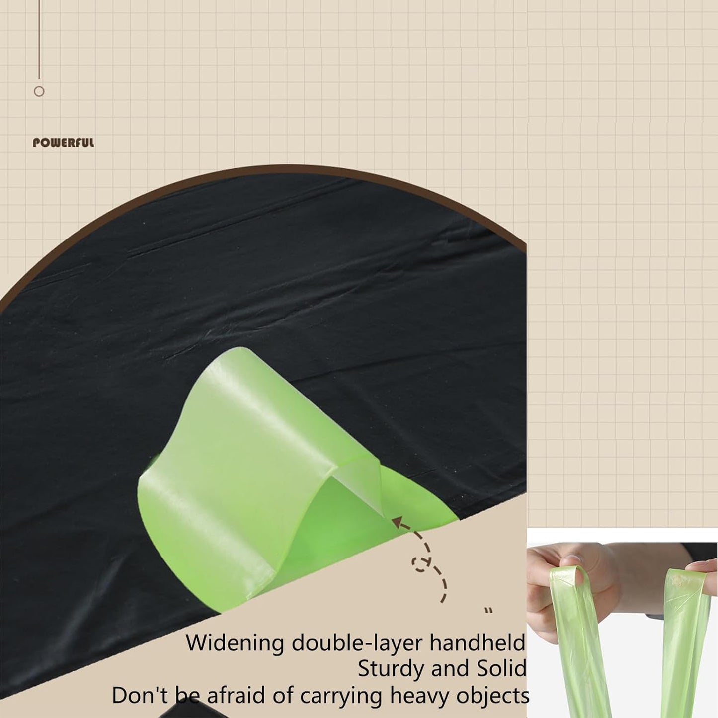 2.6 Gallon Strong Trash Bags,Double-Sided Thickening (0.96Mil),No-tear Small Drawstring Garbage Bags for Bathroom,Kitchen Trash Bags, Leak-Proof Design,Light Luxury Bag (Black Green 300 Counts)