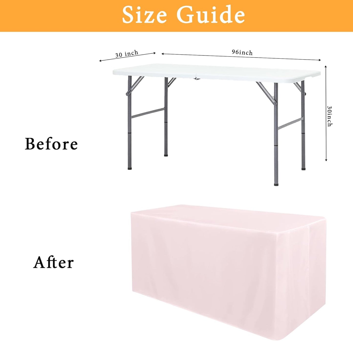 Obstal 2 Pack Table Clothes for 8 Foot Rectangle Tables - Water Resistant Washable Fabric Polyester Rectangle Table Cover Protector for Wedding, Banquet and Trade Shows, 96L x 30W Inches, Dusty Pink
