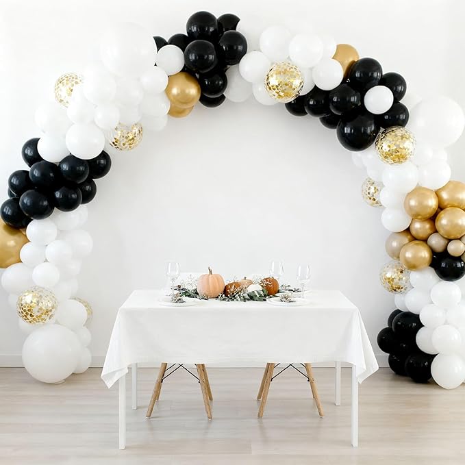 Black and Gold Balloons, 60PCS 12 Inch Confetti Gold and Black Balloons for Birthday, Wedding, Graduation, Baby Shower, Engagement Party Decorations