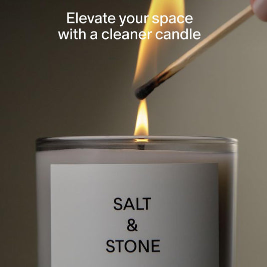 SALT & STONE Scented Candle for Women & Men | Hand-Poured, Aromatic & Fragrant | Coconut & Soy Blend Wax | 100% Cotton Wick | Long-Lasting 50 Hour Burn Time (8.5 oz) (Santal & Vetiver)