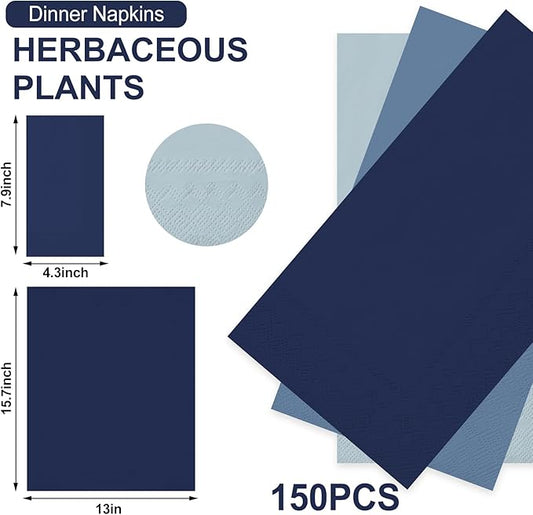 Whaline 150 Pcs Dusty Blue Guest Paper Napkin 3 Colors Disposable Guest Hand Towel Napkin Multi-colored Bathroom Napkin for Home Party Table Decor