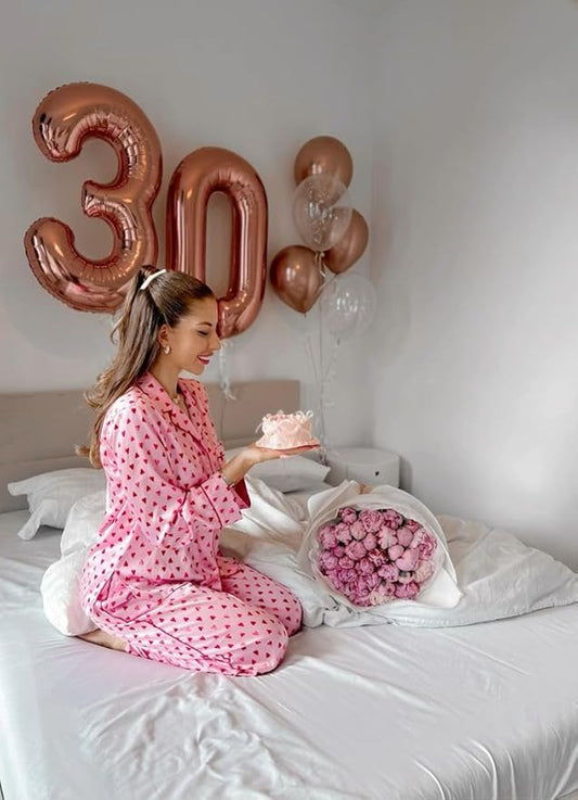 30 Balloons Number, 40 Inch Happy 30th Birthday Decoration for Her Him, Rose Gold Foil Number Balloons for Celebration Engagement Memorial Day's Big Event Supplies