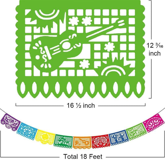 5PCS Mexican Party Decorations, 90FT Plastic Papel Picado Banner, Fiesta Party Decoration, Dia De Los Muertos, Day of The Dead Decorations, Cinco De Mayo Decor, Mexico Birthday Party Supplies