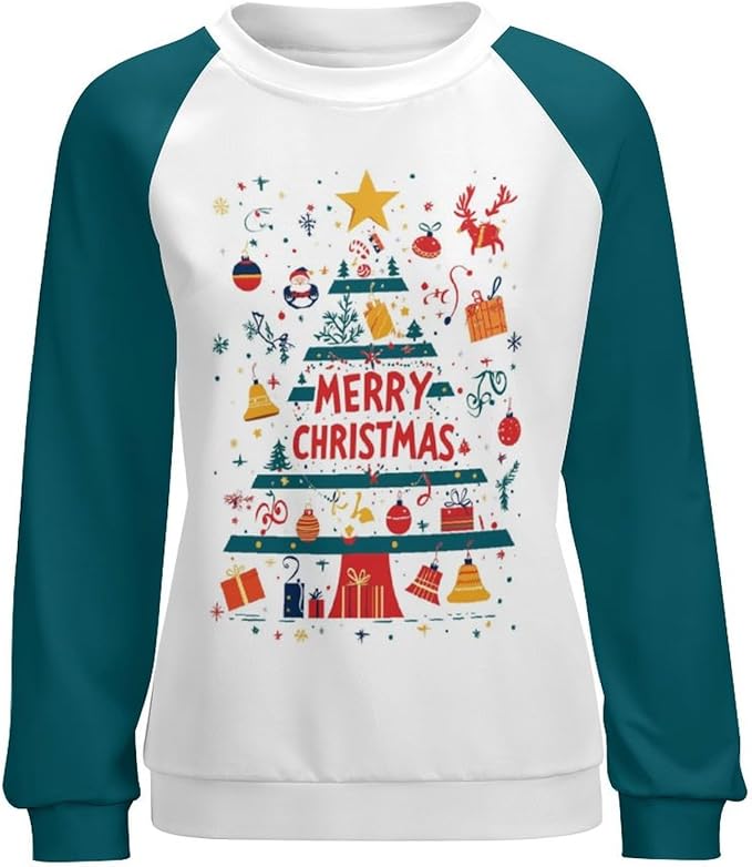 LOAIHA Christmas Sweatshirts for Women Christmas Tree Graphic Shirt Xmas Long Sleeve Merry Christmas Pullover Blouse