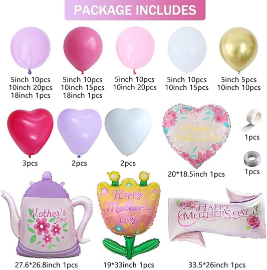 Mother's Day Balloon Garland Arch kit with Lager Size Mother's Day Foil Balloons for Best Mom Ever Mothers Day Party Birthday Decoration Supplies(Pink)