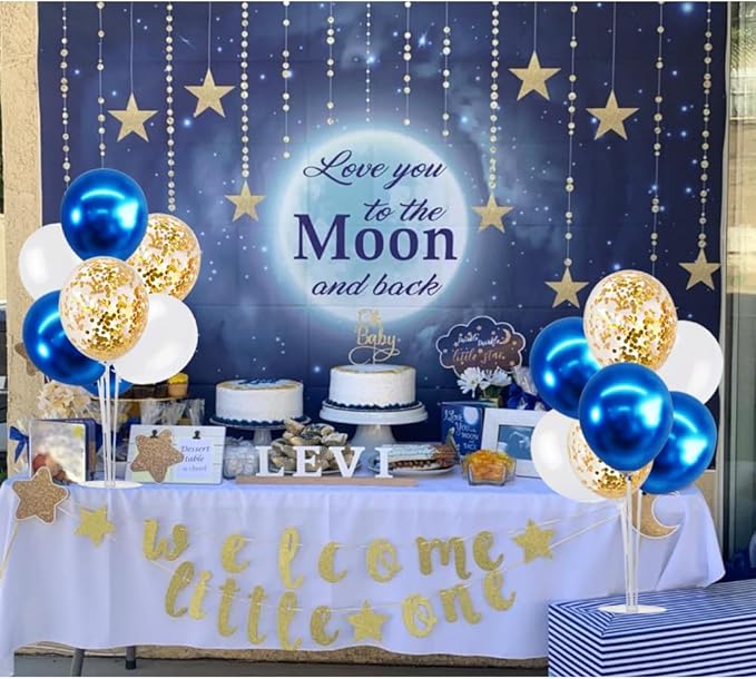TONIFUL 4 Set White Blue Gold Balloon Centerpieces for Table,Balloon Bouquet Kit for Retirement,Baby Boy Baptism Party,Class of 2026 Graduation Decoration,Birthday Decorations