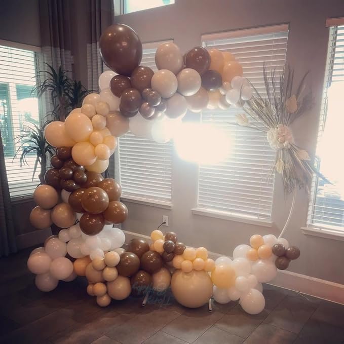 Brown Balloons Arch Kit, 162pcs Neutral Boho Brown Apricot White Balloons Garland for Bear Baby Shower Bohemian Neutral Jungle Safari Birthday Party Decorations