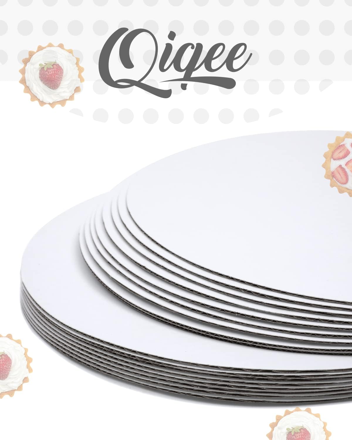 qiqee 40-Packs Cake Boards Round 12 Inch White Cake Circles Rounds Base Food-Grade Cardboard Cake Plate(Thinner But Stronger)