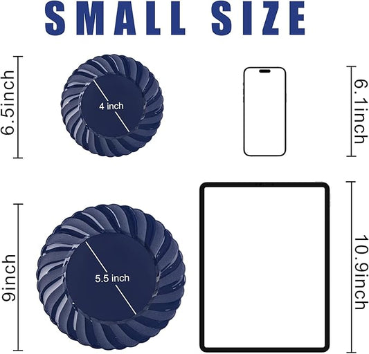 U-QE 100PCS Blue Disposable Plates - Heavy Duty Blue Plastic Hanukkah Plates for Hanukkah/Party/Wedding - Include 50PCS 9inch Dinner Plates and 50PCS 6.5inch Dessert/Salad Plates