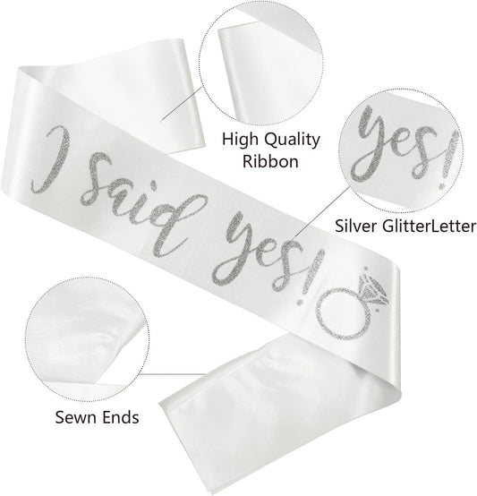 I Said Yes Sash,Future Mrs Sash Engagement Party SashBachelorette Party Sashes, Bridal Shower Sash for Bride to Be,Silver