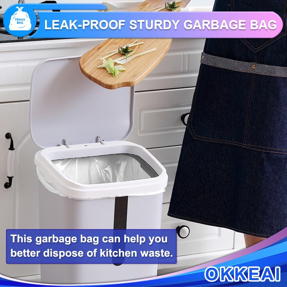 OKKEAI Small Trash Bags -1.2 Gallon Garbage Bags 5 Liter Trash Bags Wastebasket Liners for Bathroom,Office,Translucent,120 Counts Fit 5L 1.2,1.5,2Gal