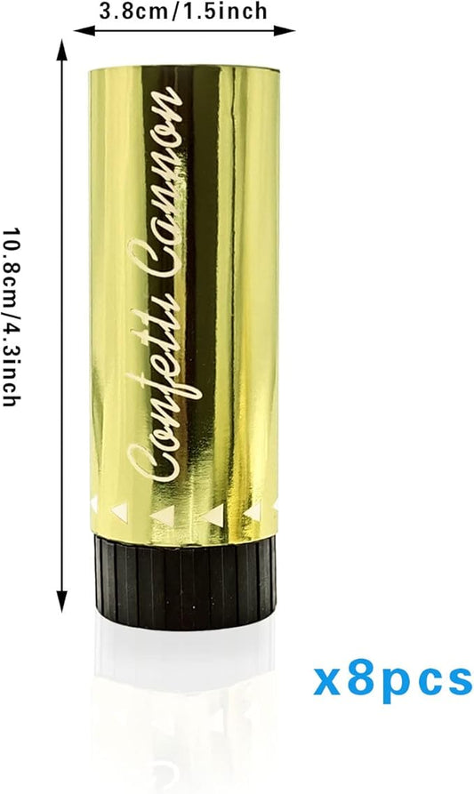 8 PCS Confetti Poppers Cannons for Gender Reveal Wedding Birthday Graduation Baby Shower Anniversary Christmas New Year's Kids Fun Party Supplies Decorations and Favors (Blue + Gold)