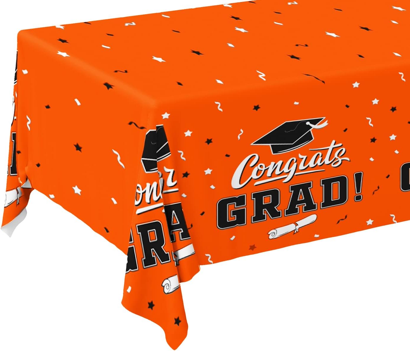 Graduation Party Decorations, Gongrats Grad Tablecover for Graduation Party Supplies, 3 pcs Orange Table Cloths, 54"x108"