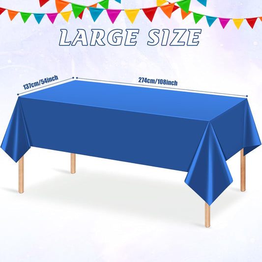 12Pcs Navy Blue Tablecloths,Disposable Plastic Tablecloth,Waterproof Dark Blue Rectangle Table Cover for Graduation Birthdays Weddings Anniversary Party Decorations,54 x 108 Inch