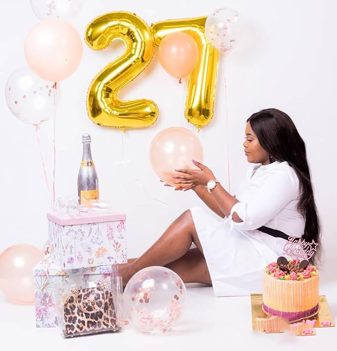 Gold Number 25 Balloon 40 inch, 25 Number Balloons, 25th Gold Birthday Decorations, 25 Year Old Women Men Golden Party Supplies