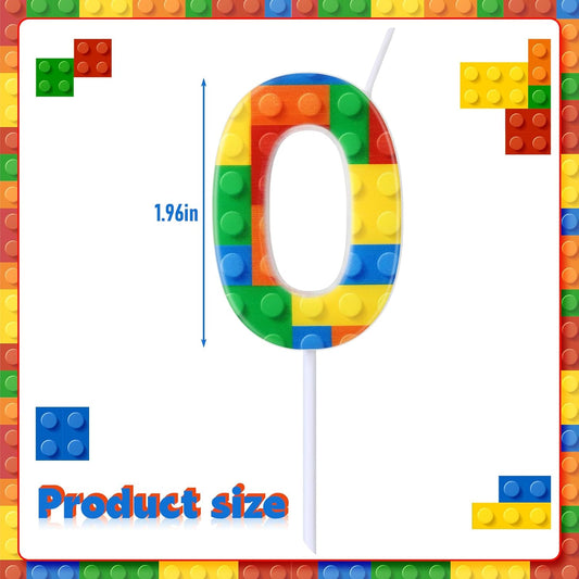 Building Block Number 0-9 Birthday Cake Candle Numeral Birthday Sparkler Candles for Building Block Cake Topper for Party Decorations Supplies(Number 0)
