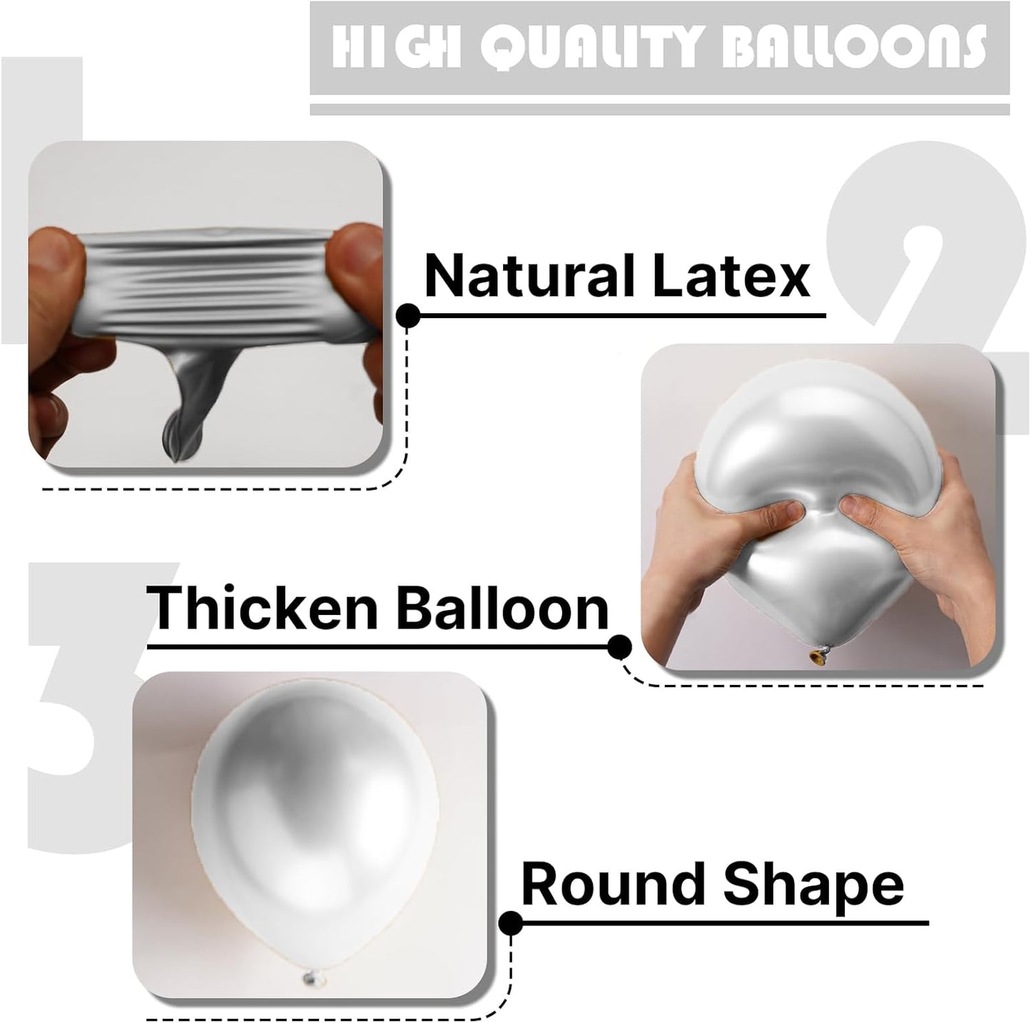PartyWoo Metallic Silver Balloons 155 pcs Different Sizes Pack of 18 12 10 5 Inch Chrome Silver Balloon Arch Kit Garland for Graduation New Year Wedding Birthday Party Decorations Silver-G102