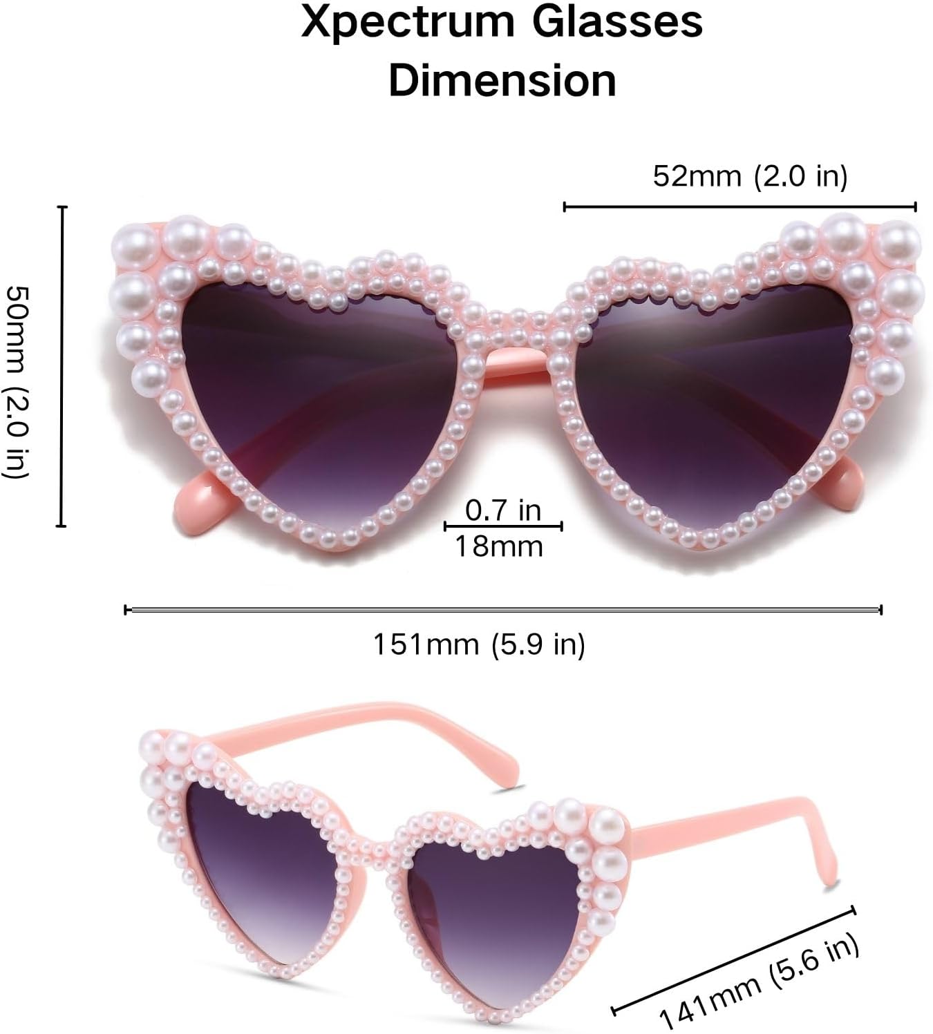 Xpectrum Pearl Bridal Heart Sunglasses, Wedding Bride Sunglasses, Bachelorette Party Glasses for Bride To Be
