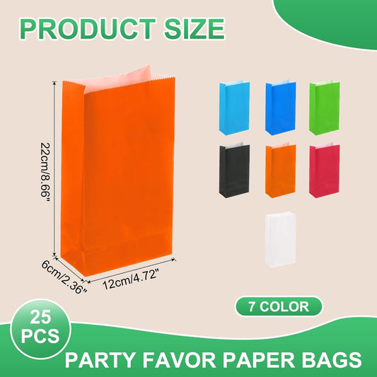 PATIKIL Party Favor Bag, 25 Pcs 8.7x2.4x4.7 Inch Mini Paper Candy Bags Gift Treat Celebration Halloween Goody Birthday Wedding Party with Stickers, Orange
