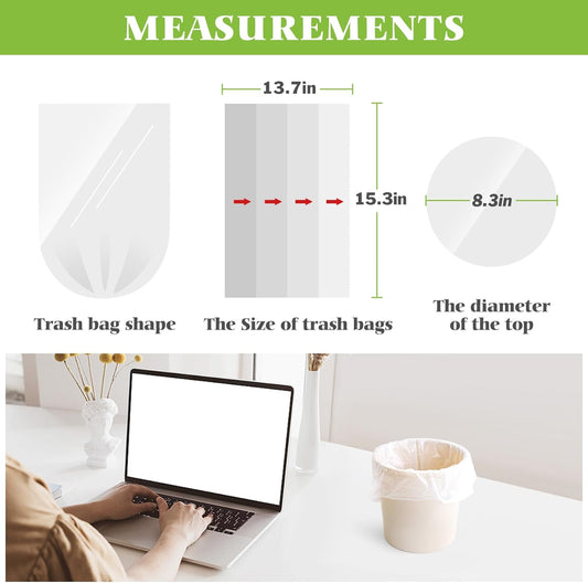 Teivio 1 Gallon 300 Counts Strong Clear Trash Bags Garbage Bags,Mini Waste Basket Liners,Tiny Bathroom Trash Can Bin Liners,Small Plastic Bags for Home Office Kitchen Car Bedroom Dog waste Baby Diaper