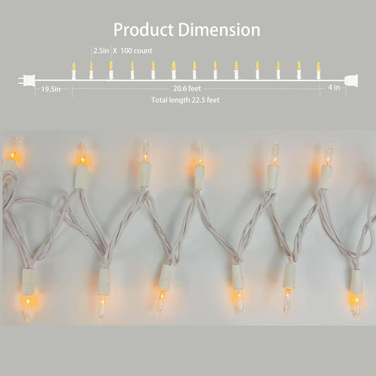 Christmas Lights 100 Counts, Indoor Outdoor,White Wire Connectable of Lighting String Warm White,Decorations for Holiday, Party,Festival,Christmas String Lights (White-Clear)
