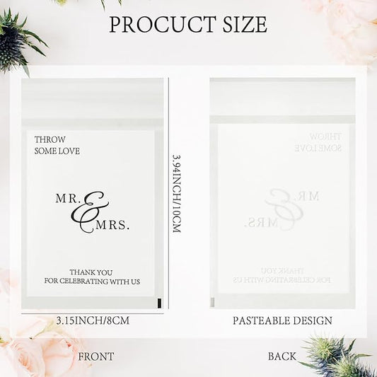 50 Pcs Wedding Confetti Bags Throw Some Love Petal Toss Packets Glassine Flower Petal Packets for Wedding Send Off, Exit, Tosses