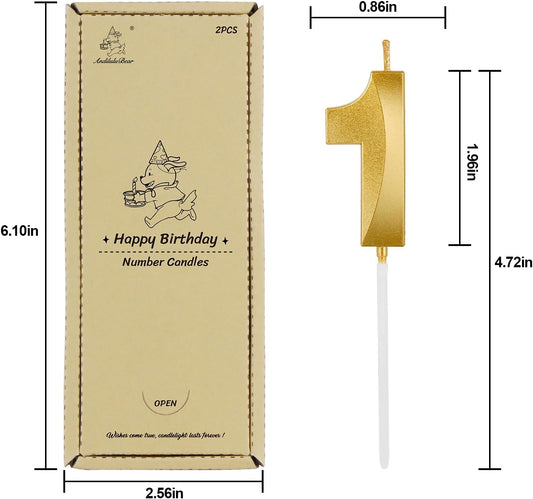 Birthday Candles, 1.96 Inch Number 17 Happy Birthday Candles, Number Candles Decoration for Birthday Party and Anniversary Celebration(Champagne Gold)