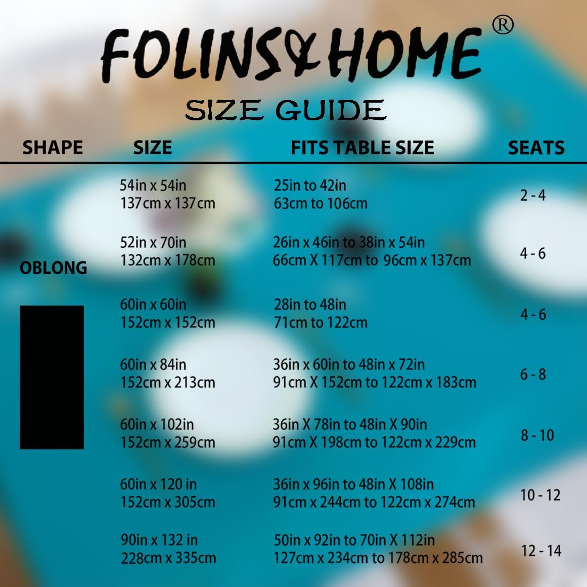 FOLINS&HOME Teal Rectangle Tablecloth - 52 x 70 Inch Turquoise Wrinkle Free Waterproof Polyester Table Cloths, Spillproof Heavy Duty and Washable Table Cover for Party, Banquet, Oblong/Rectangular