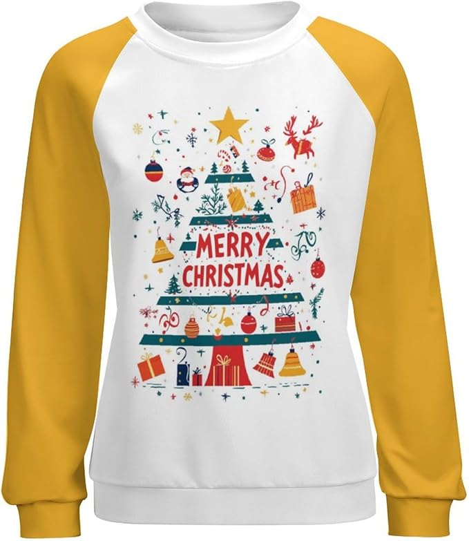LOAIHA Christmas Sweatshirts for Women Christmas Tree Graphic Shirt Xmas Long Sleeve Merry Christmas Pullover Blouse