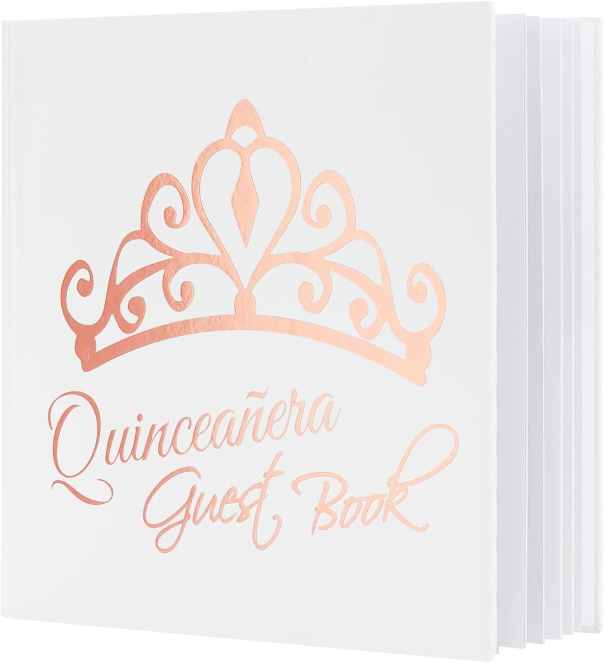 Calculs Libro De Firmas Para Quinceañera Guest Book 15th Quinceanera Party Favors Polaroid Picture Book Decorations 8.5” Square White Cover Rose Gold Gilding