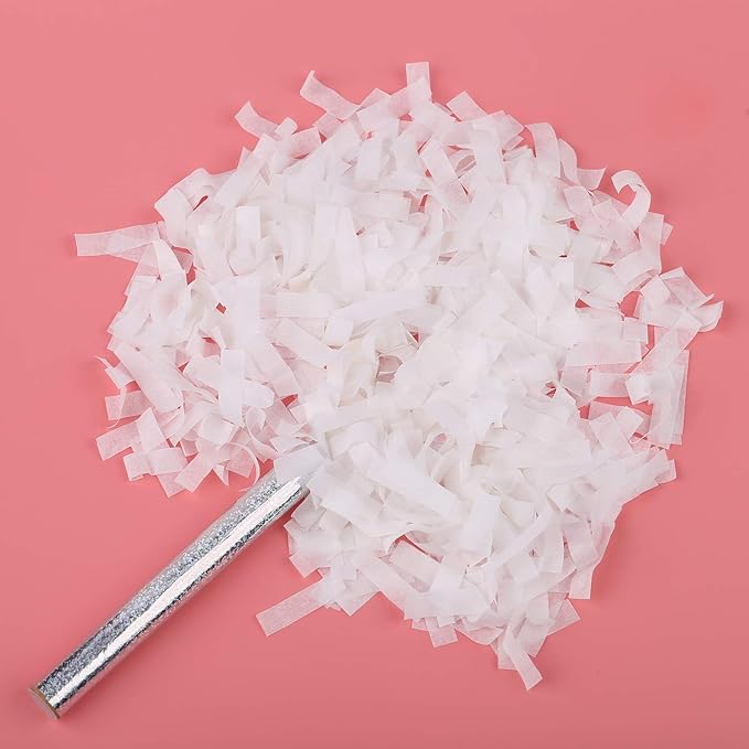 BATTIFE 10Pack White Confetti Wands, Tissue Paper Confetti Sticks for Wedding Party Celebrations, Anniversary, Birthday, 7.8inch