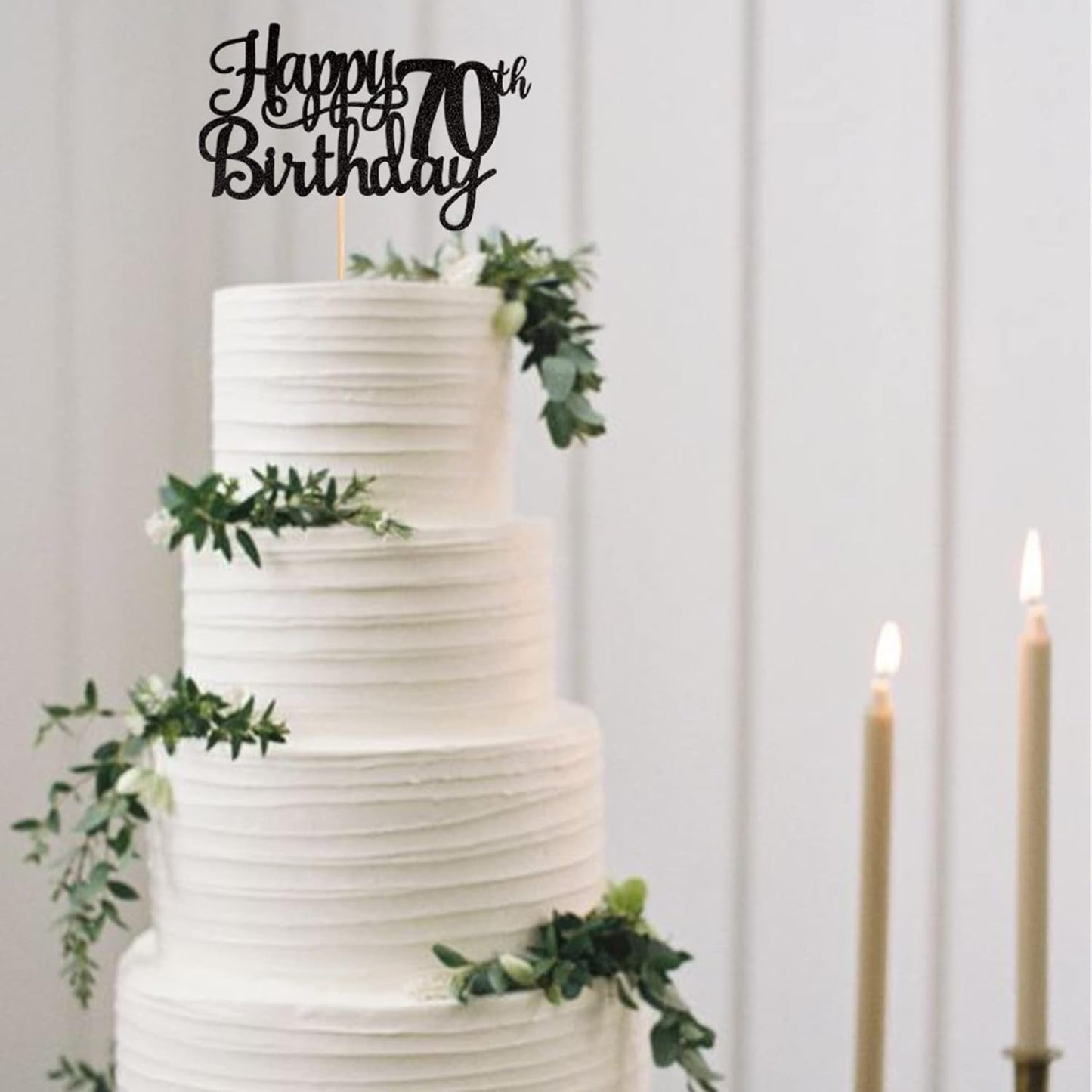 1 PCS Happy 70th Birthday Cake Topper Glitter Cheers to 70 Years Birthday Cake Pick Seventy 70 Fabulous Cake Decoration for Happy 70th Birthday Theme Party Decorations Supplies Black