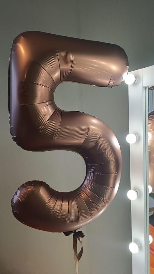 Dark Brown 5 Number Balloons - 40 Inch, 5th Birthday Decorations