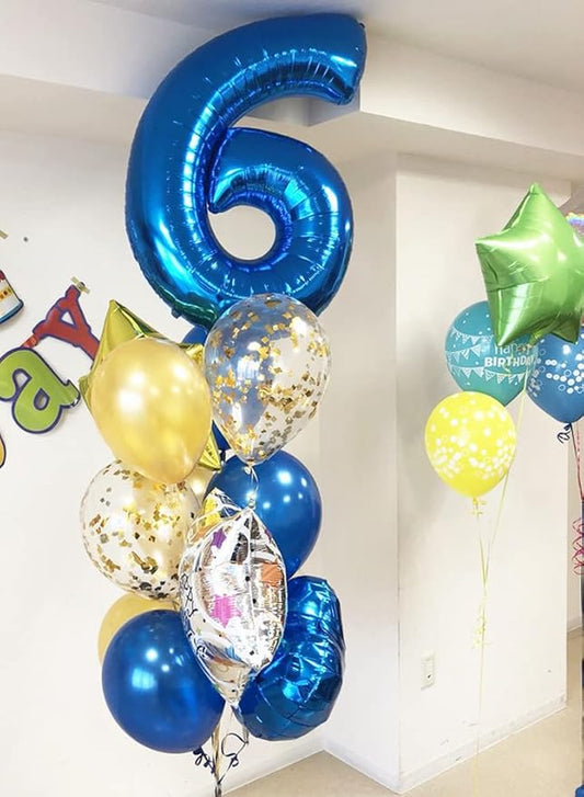 6 Balloon Number 40 Inch, 6 7 Birthday Decorations, 6 Year Old Birthday Balloon for Boy Girl, Navy Blue 16 26 60 65 Numbers Balloons Birthday Party