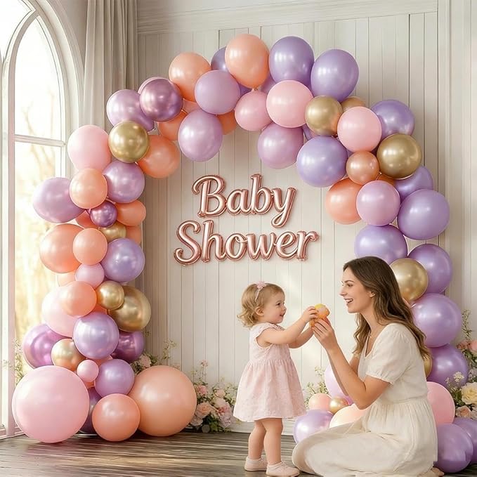 Purple Pink Balloon Arch Lavender Lilac Balloons Double Stuffed Pearl Pink Purple Balloon Garland Kit for Baby Shower Birthday Bridal Wedding Spring Party Decorations