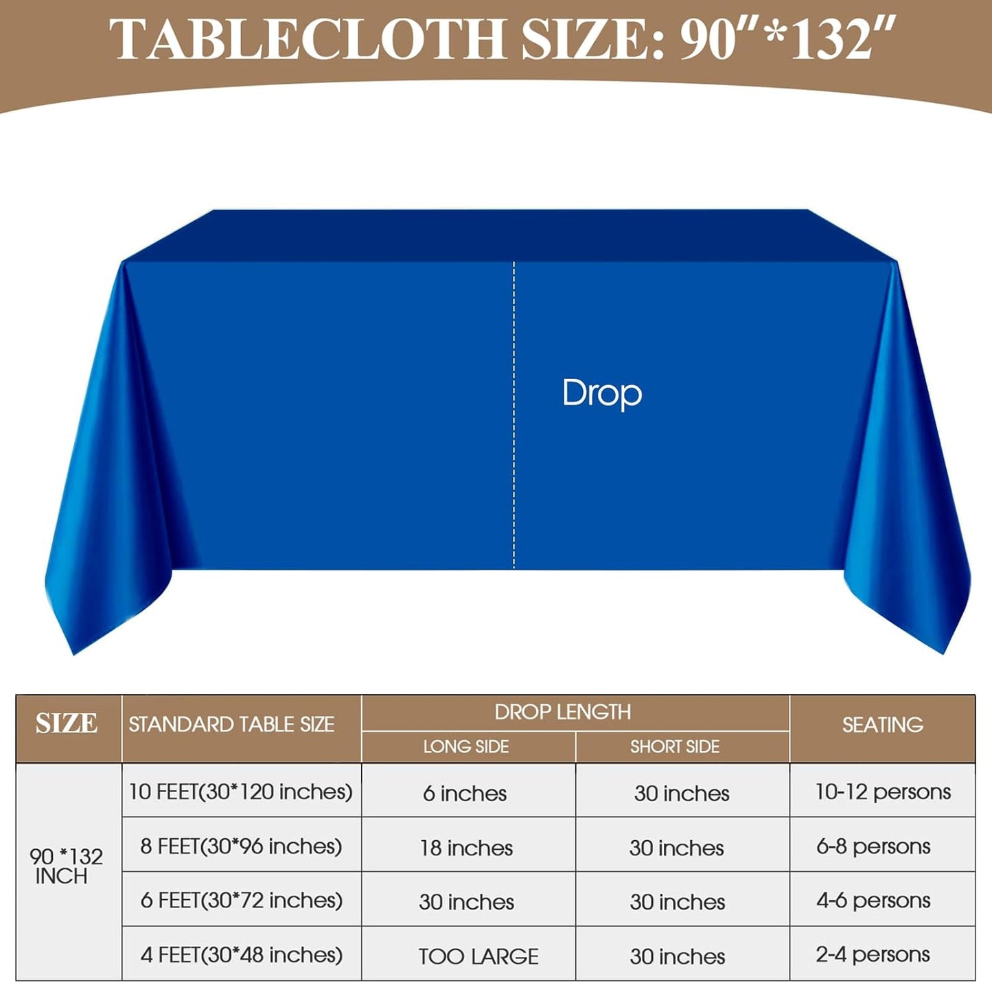 Rectangle Tablecloths 90x132 Inch 6 Pack Royal Blue Tablecloth Washable Decorative Linen Polyester Table Cloths for Dining Table Banquets Buffet Parties and Wedding