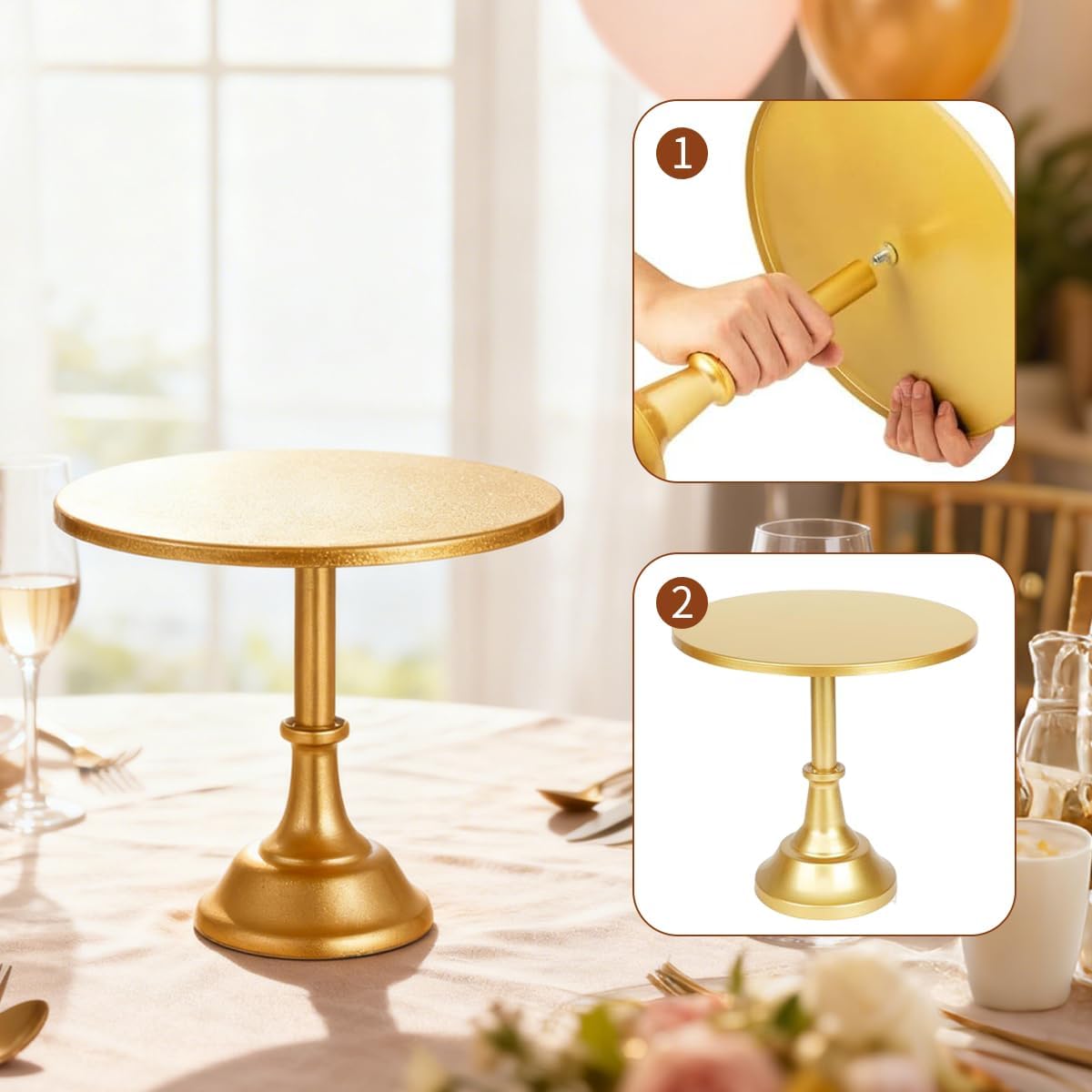 6 Pcs Gold Cake Stand Dessert Stand, Dessert Table Display Set 8/10/12 in Gold Cupcake Stand with Base Metal Dessert Trays or Wedding, Birthday, Party Decorations