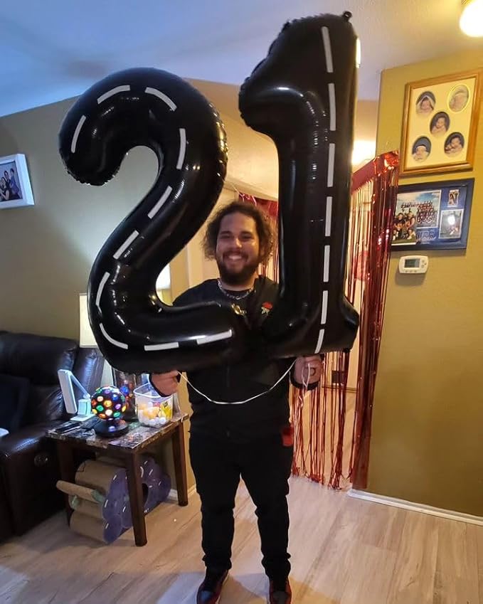 Race Car 5 Balloon, Number Balloons 40 Inch, 5th Black Birthday Balloon Decorations, Race Car Birthday Party Supplies, 5 Number Balloons, Number 5 Balloon