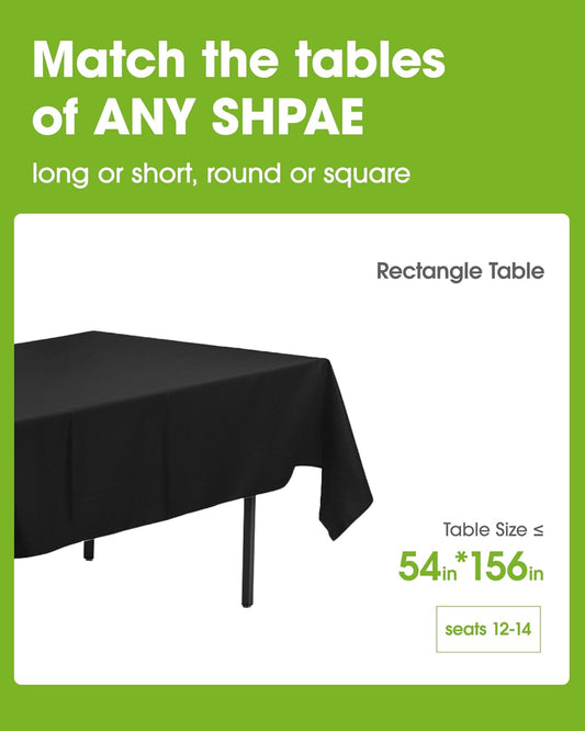 Pureegg Plastic Table Cloth Disposable 10 Pack, 54 x 156 Inch Table Cloths, Halloween Party Decorations, Summerween Decor, Halloween Tablecloths, Rectangle, Plastic Cover, Leakproof & Sturdy, Black
